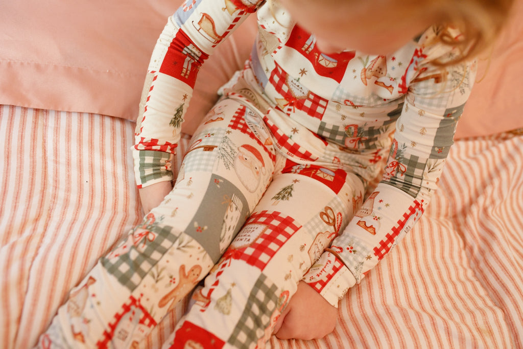 Christmas Patchwork Bamboo Christmas Pajamas - 2pc Set - Shop Avnu