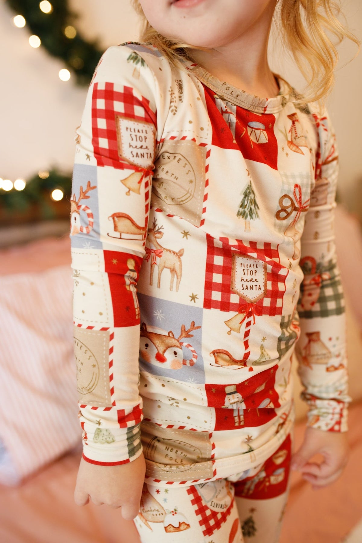 Christmas Patchwork Bamboo Christmas Pajamas - 2pc Set - Shop Avnu