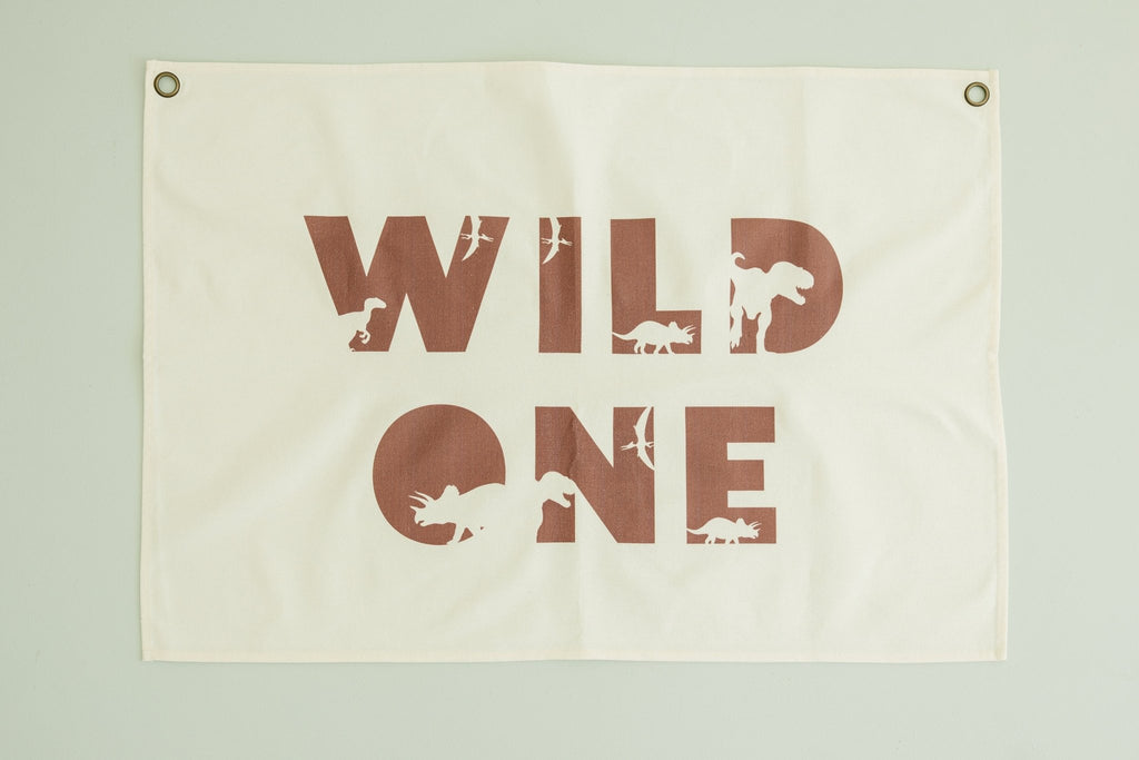 Wild One First Birthday Canvas Banner - Dino Theme - Shop Avnu