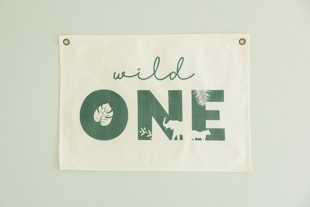 Wild One First Birthday Canvas Banner - Jungle Theme - Shop Avnu