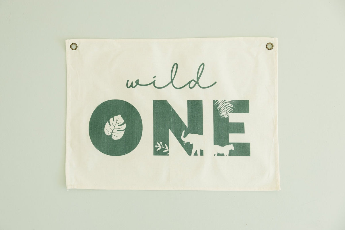 Wild One First Birthday Canvas Banner - Jungle Theme - Shop Avnu