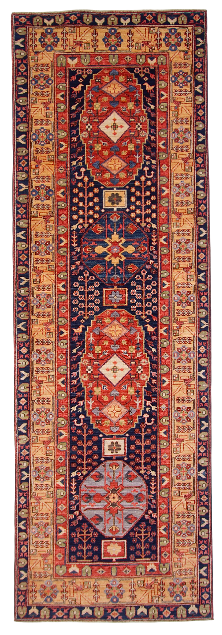 Heriz (3'x10' Runner) navy/gold/red