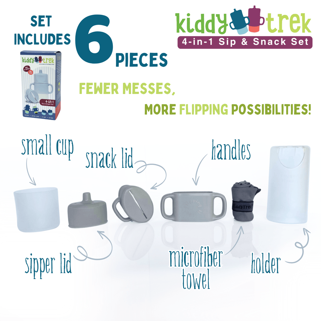 KiddyTrek 4 - in - 1 Sip & Snack Set - Food Pouch & Juice Box Holder, Snack Cup, Sip Cup ALL IN ONE - Shop Avnu