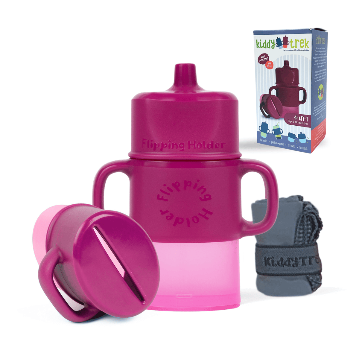KiddyTrek 4 - in - 1 Sip & Snack Set - Food Pouch & Juice Box Holder, Snack Cup, Sip Cup ALL IN ONE - Shop Avnu
