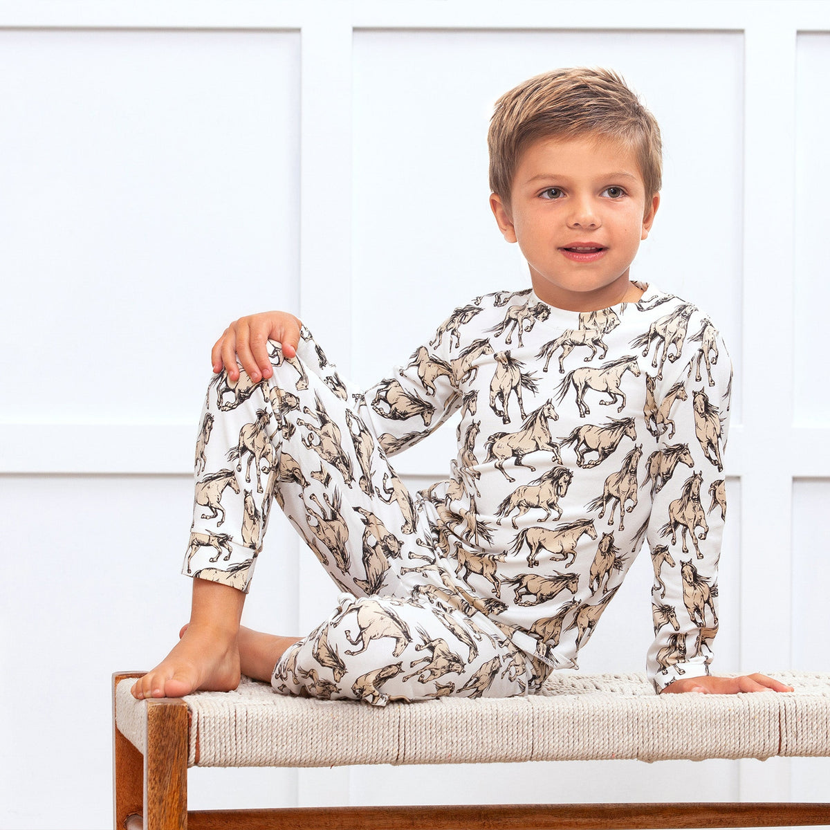 Wild Horses Kids Bamboo Pajama Set - Shop Avnu