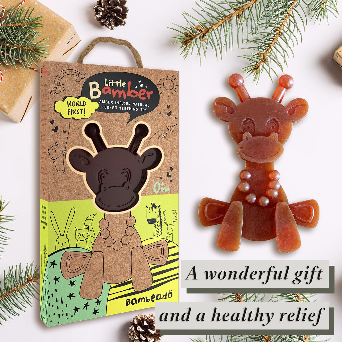 The Little Bamber - Natural Rubber & Baltic Amber Teething Toy - Shop Avnu