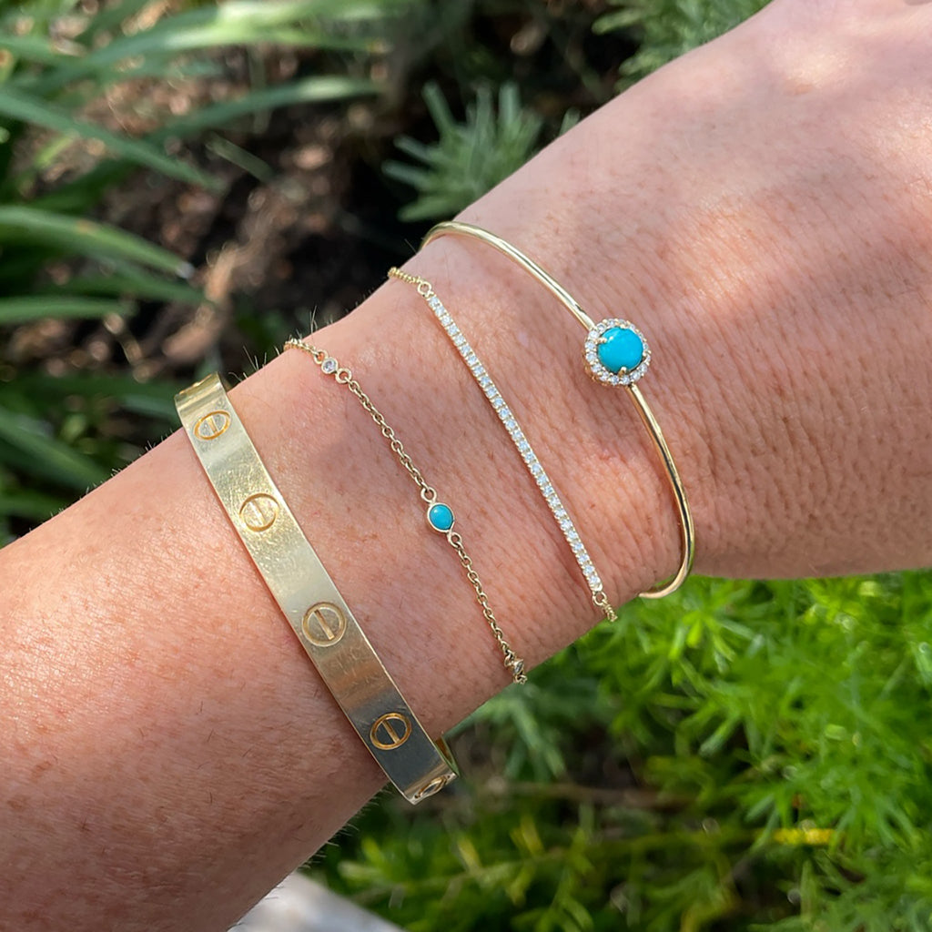 Maria 14K Gold Diamond and Turquoise Bangle - Shop Avnu