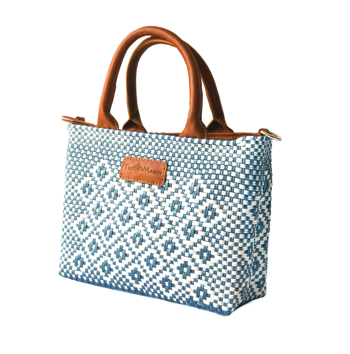 Marine Small Woven Crossbody Bag - Tan Leather