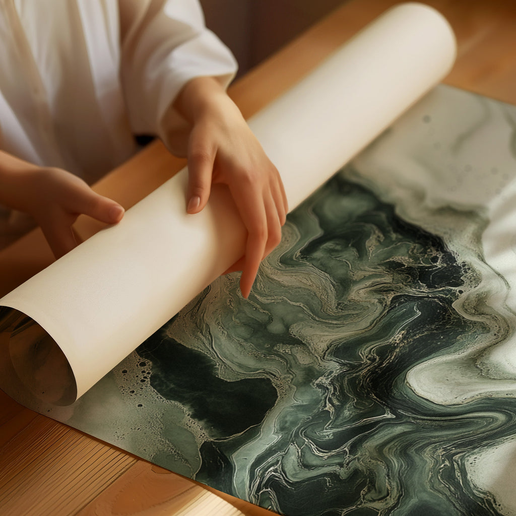 "Emerald Dreams" - Abstract Green Marble Art Print