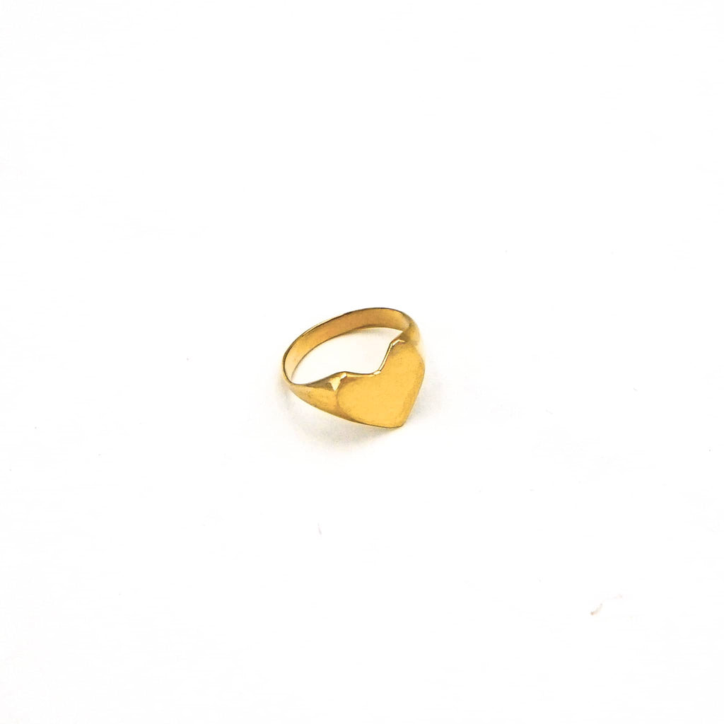 Mawi Love Golden Heart Shape Initial Ring