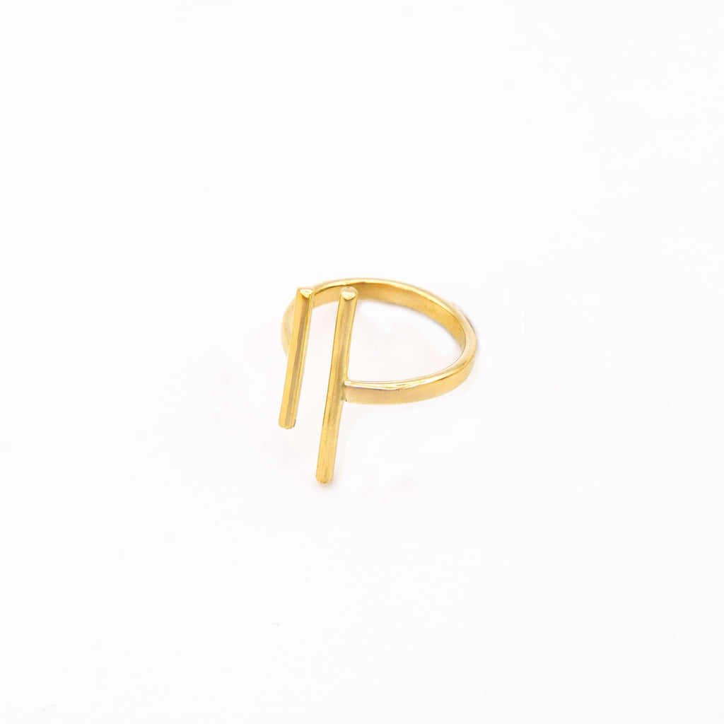 Mazu Minimalist Open Double Parallel Bar Ring