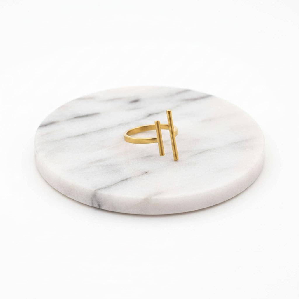 Mazu Minimalist Open Double Parallel Bar Ring