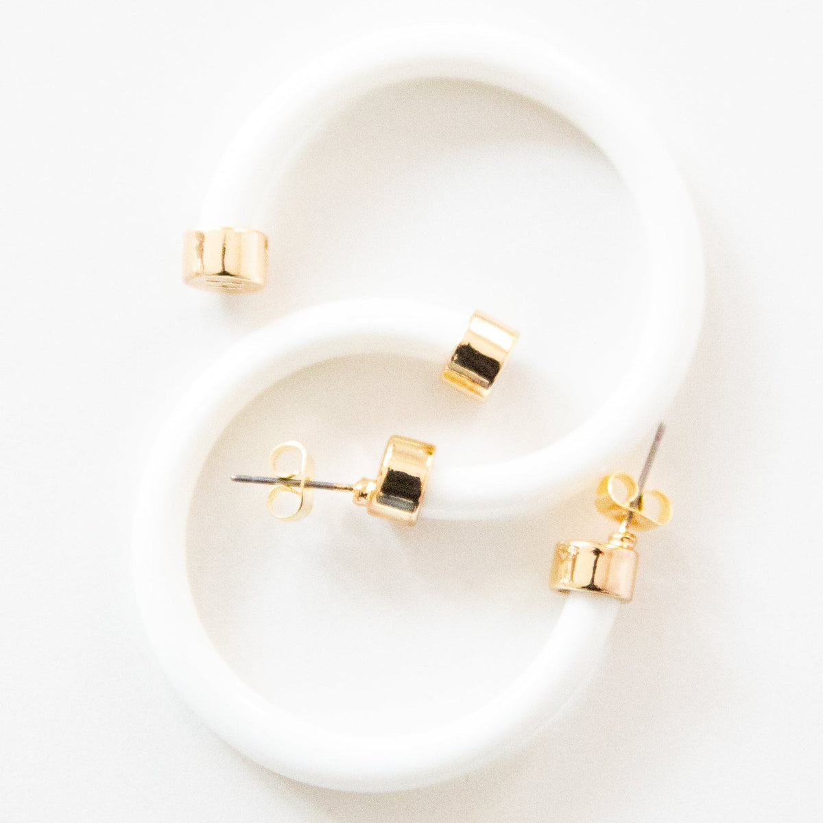 1.5" White Hoop Earrings - Shop Avnu