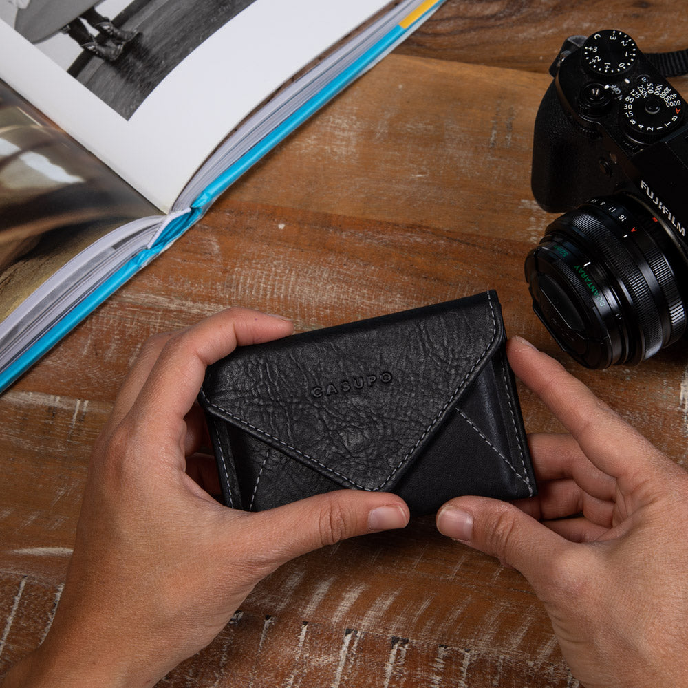 Mini Envelope Wallet with RFID Protection - Black