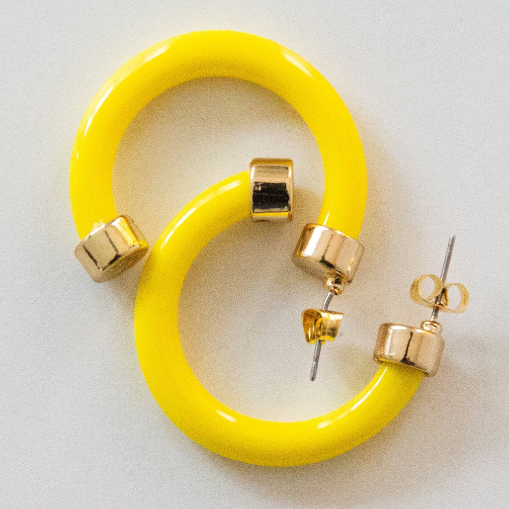 Yellow Mini Hoop Earrings - Shop Avnu
