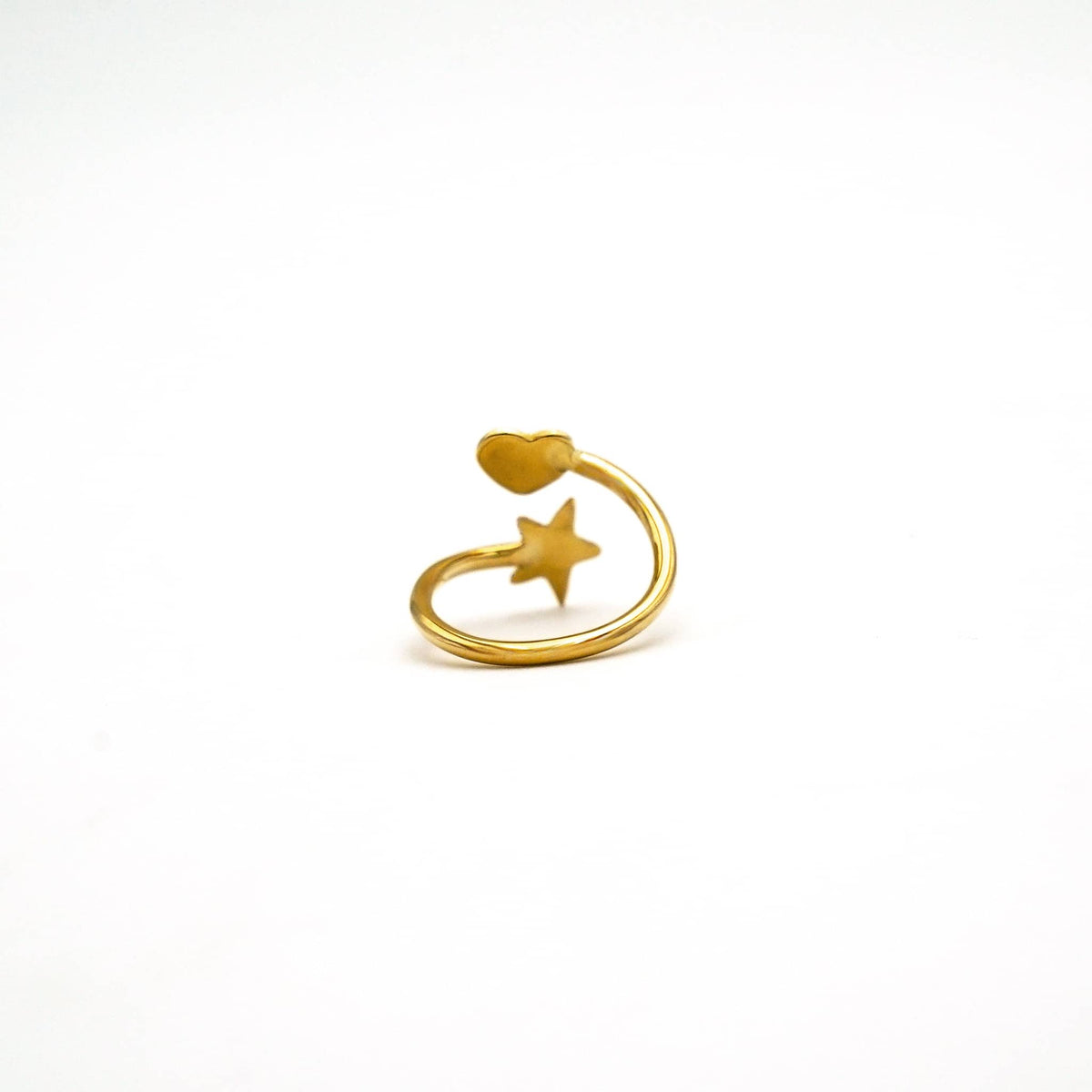 Mira Adjustable Star & Heart Wrap Ring in Brass
