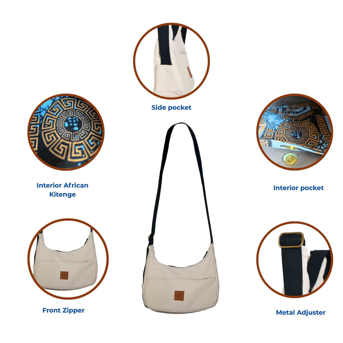 Crossbody Crescent Bag - Canvas Shoulder Bag for Women