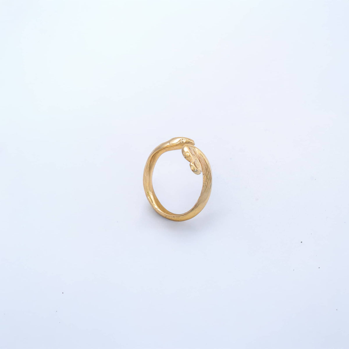 Nyoka Adjustable Brass Snake Ring, Minimalist Serpent Jewelry