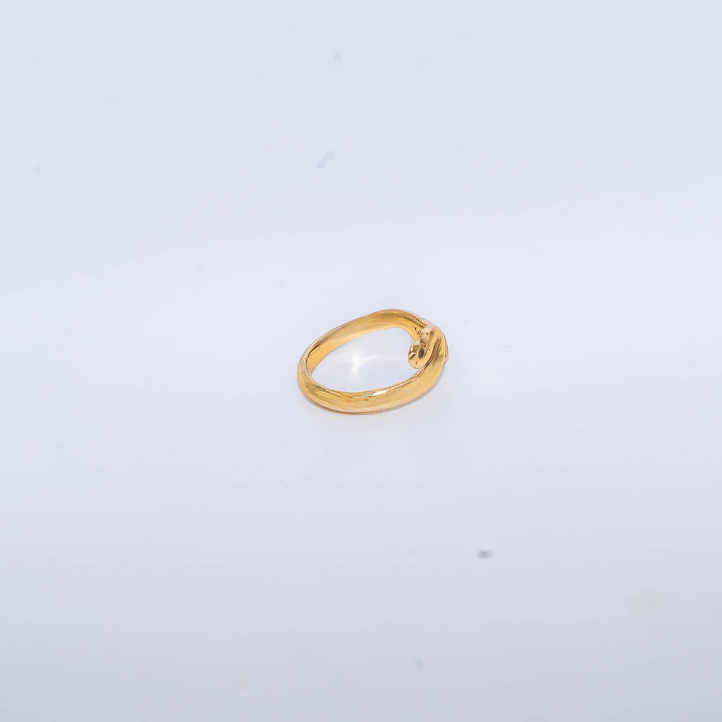 Nyoka Adjustable Brass Snake Ring, Minimalist Serpent Jewelry