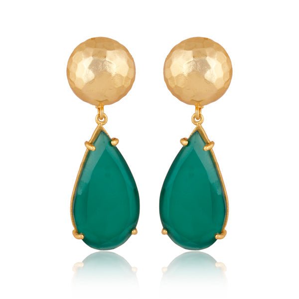 Ocean Tide Drop Earrings - Green Onyx - Shop Avnu