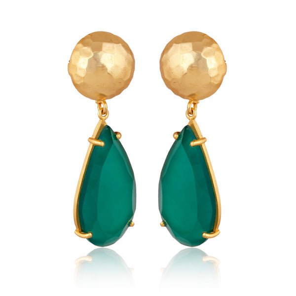 Ocean Tide Drop Earrings - Green Onyx - Shop Avnu