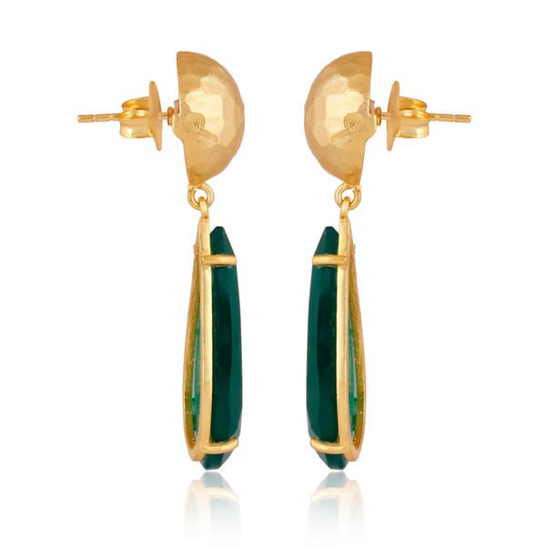Ocean Tide Drop Earrings - Green Onyx - Shop Avnu