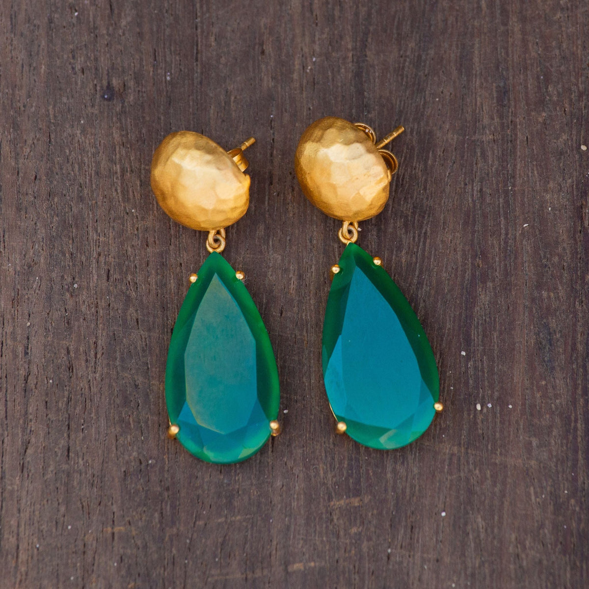 Ocean Tide Drop Earrings - Green Onyx - Shop Avnu