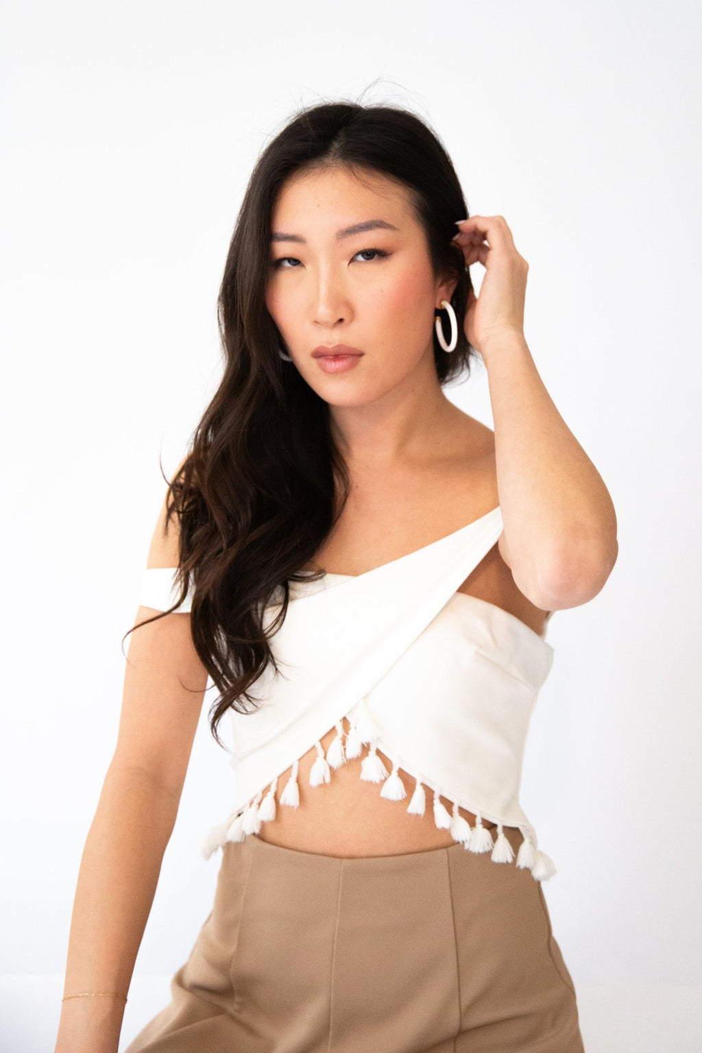 1.5" White Hoop Earrings - Shop Avnu