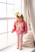 Applique Floral Bow Crewneck Sweatshirt - Shop Avnu