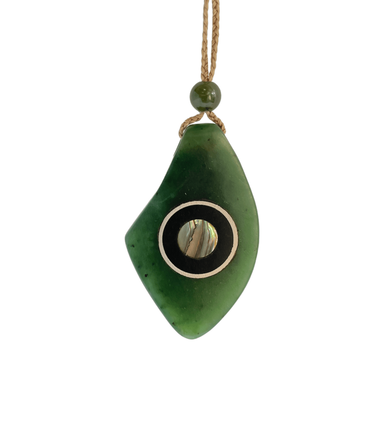 Jade Pendant, with Australia Jade and Abalone Inlay, 1.75" - Shop Avnu