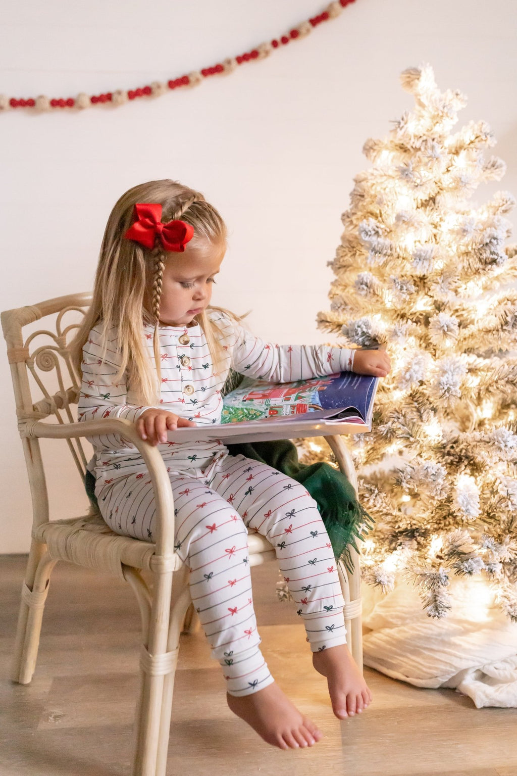 Tied with a Bow Christmas 2pc Henley Bamboo Pajamas - Shop Avnu