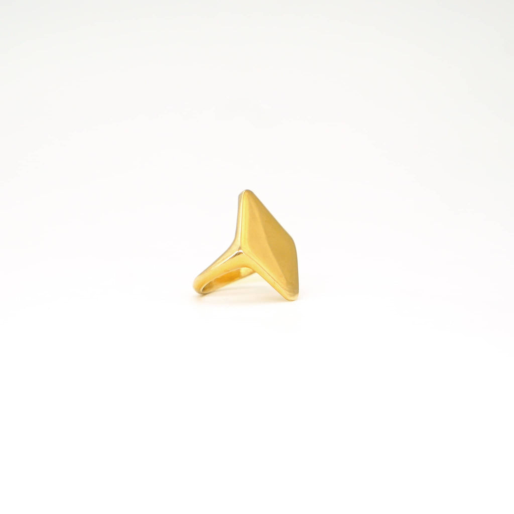 Pia Brass Geometric Pyramid Statement Ring