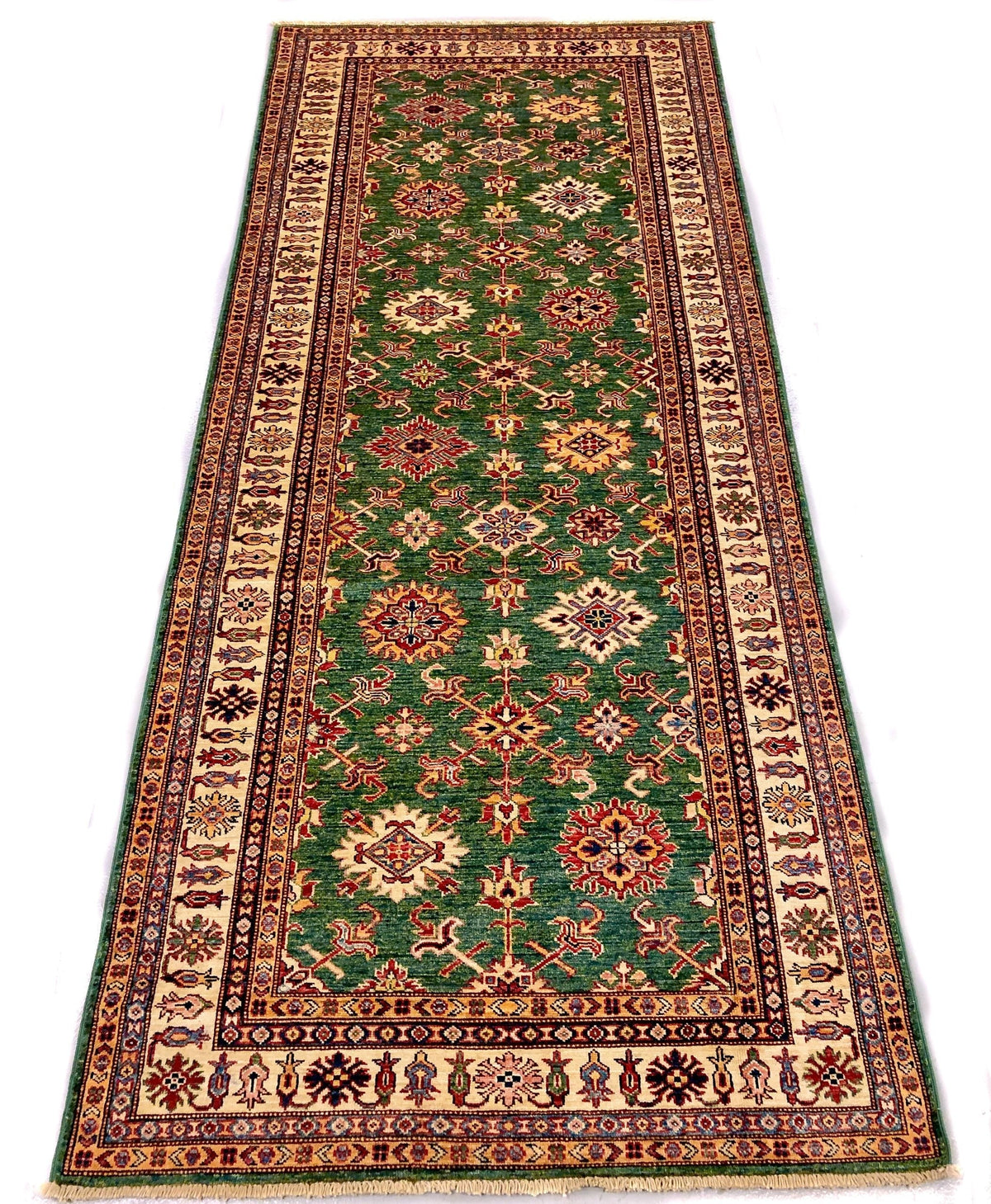 Super Kazak (4'x9' Runner) green/ivory