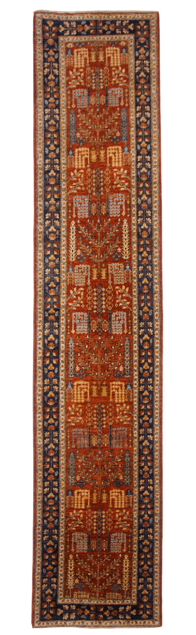 Espalier (2'08"x13' Runner) rust/navy