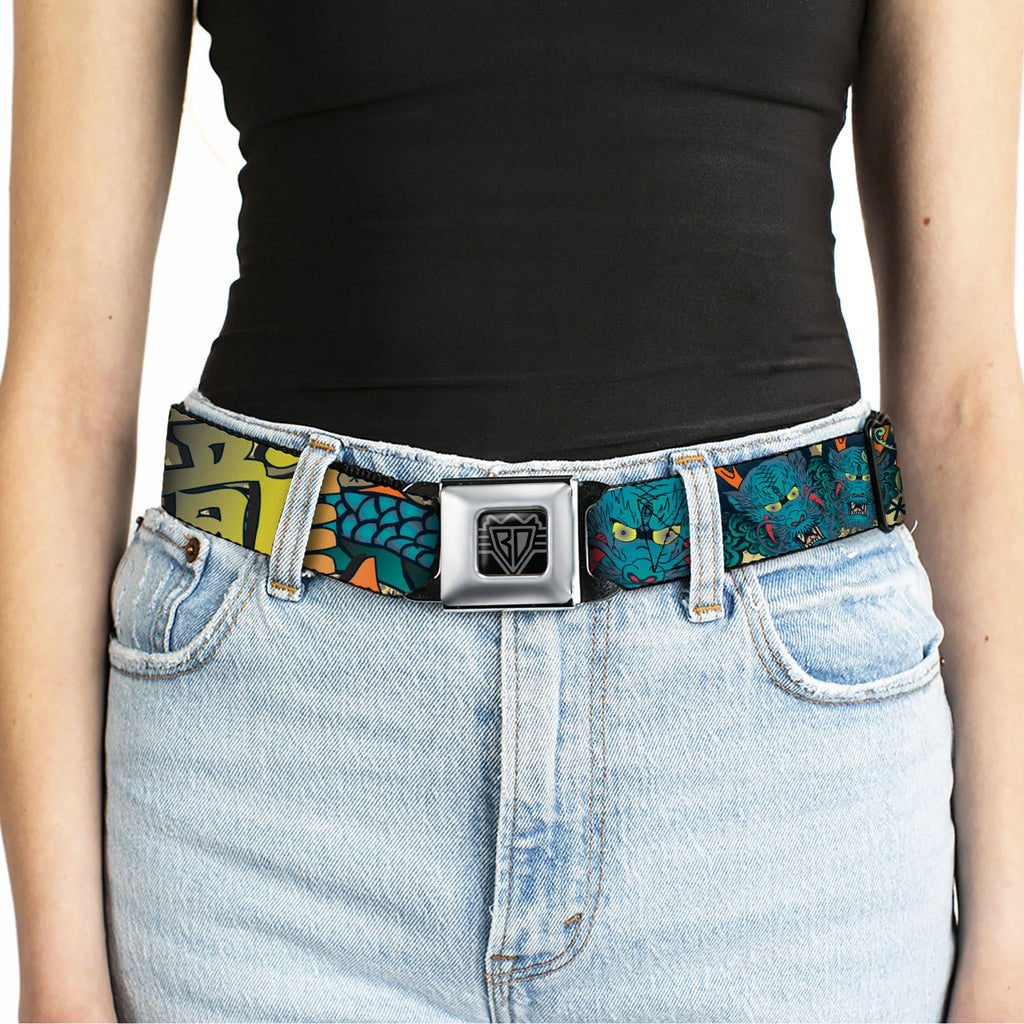 BD Wings Logo CLOSE-UP Full Color Black Silver Seatbelt Belt - Honor Tan Webbing