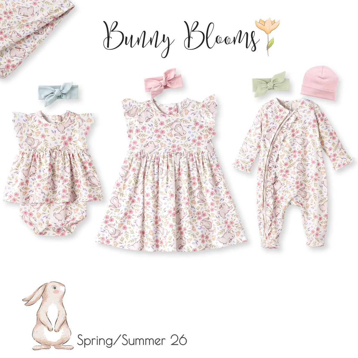 Bunny Blooms Soft Bamboo Zipper Romper for Easter - Shop Avnu