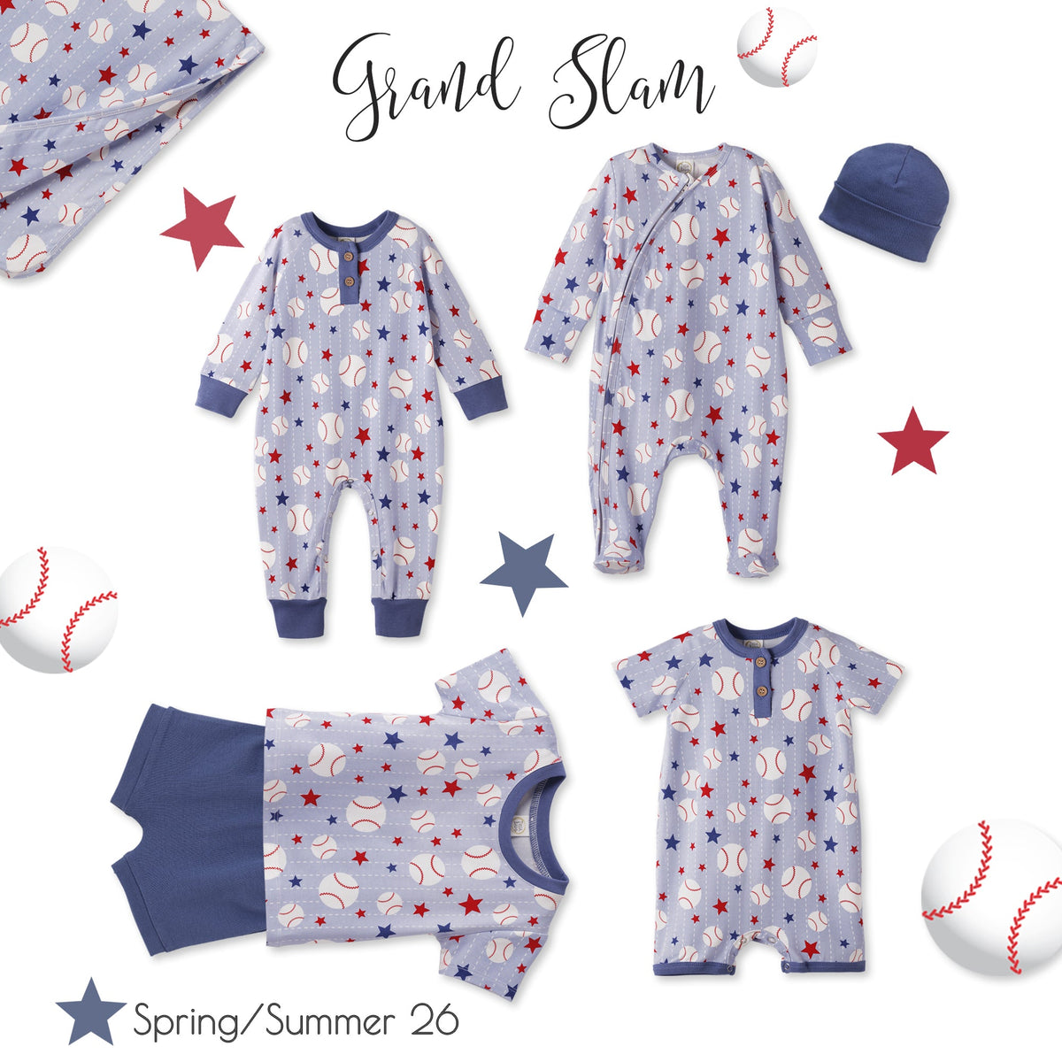 Grand Slam Baseball Bamboo Tee & Cotton Shorts Set for Boys - Shop Avnu