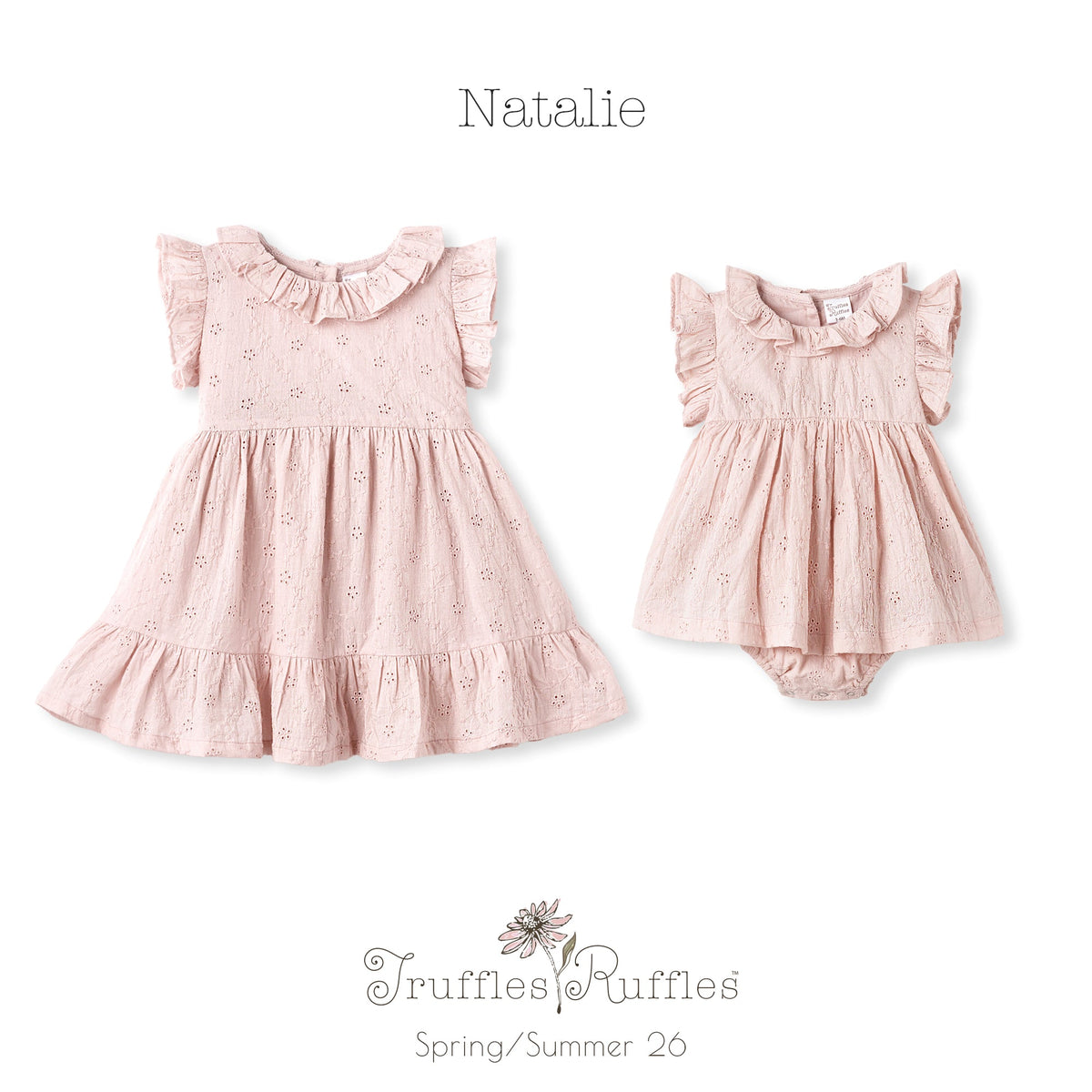 Eyelet Girl's Cotton Dress for Special Occasions - Pink - Shop Avnu
