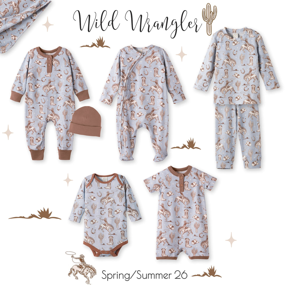 Wild Wrangler/Blue Western Bamboo Henley Cowboy Romper - Shop Avnu