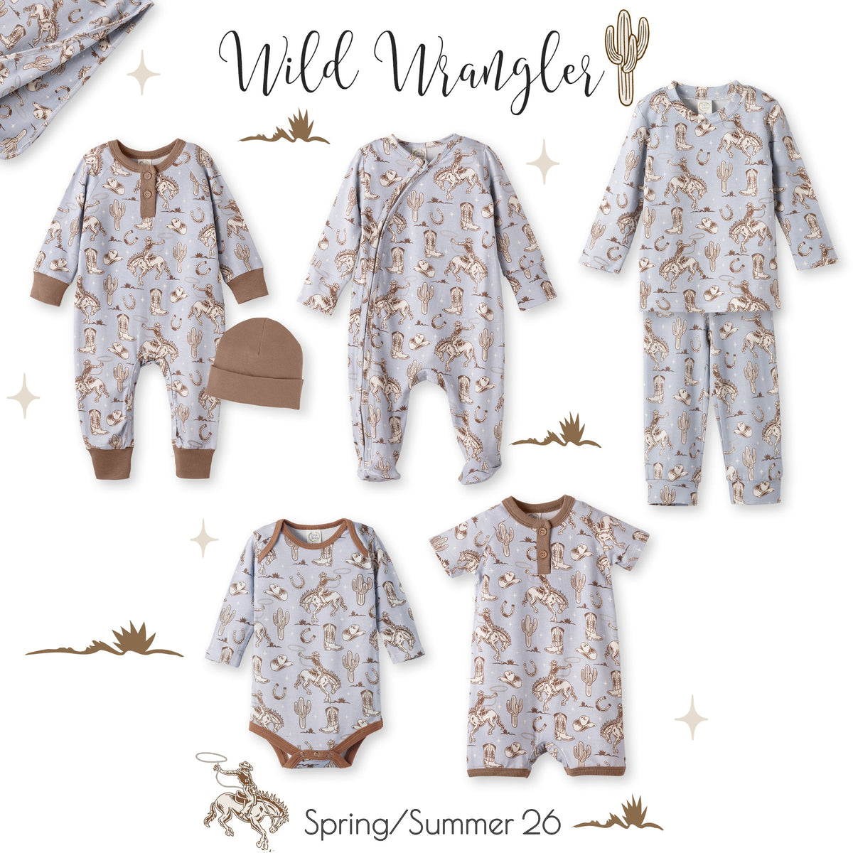 Wild Wrangler/Blue Cowboy Western Bamboo Kids Pajama Set - Shop Avnu