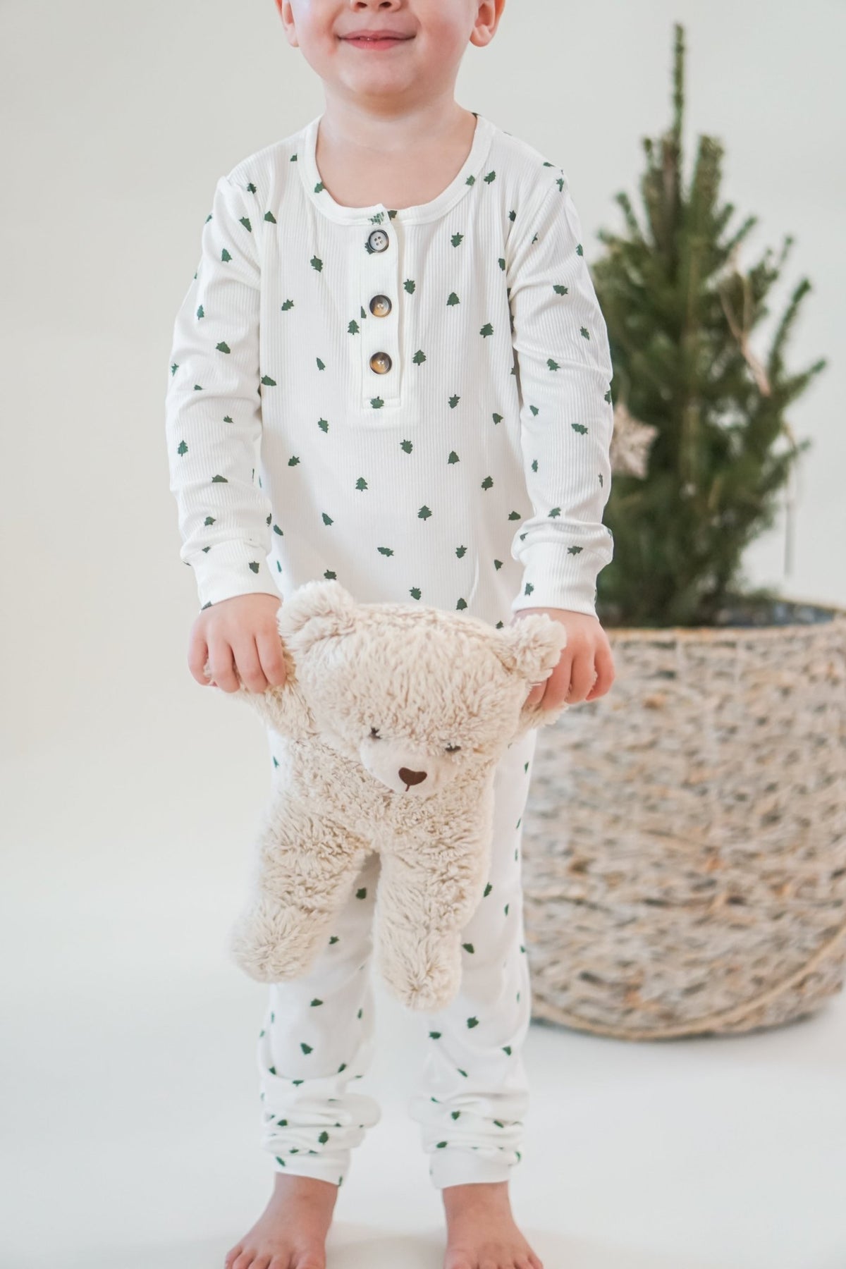 Tiny Trees Ribbed Bamboo 2pc Henley Pajamas - Shop Avnu