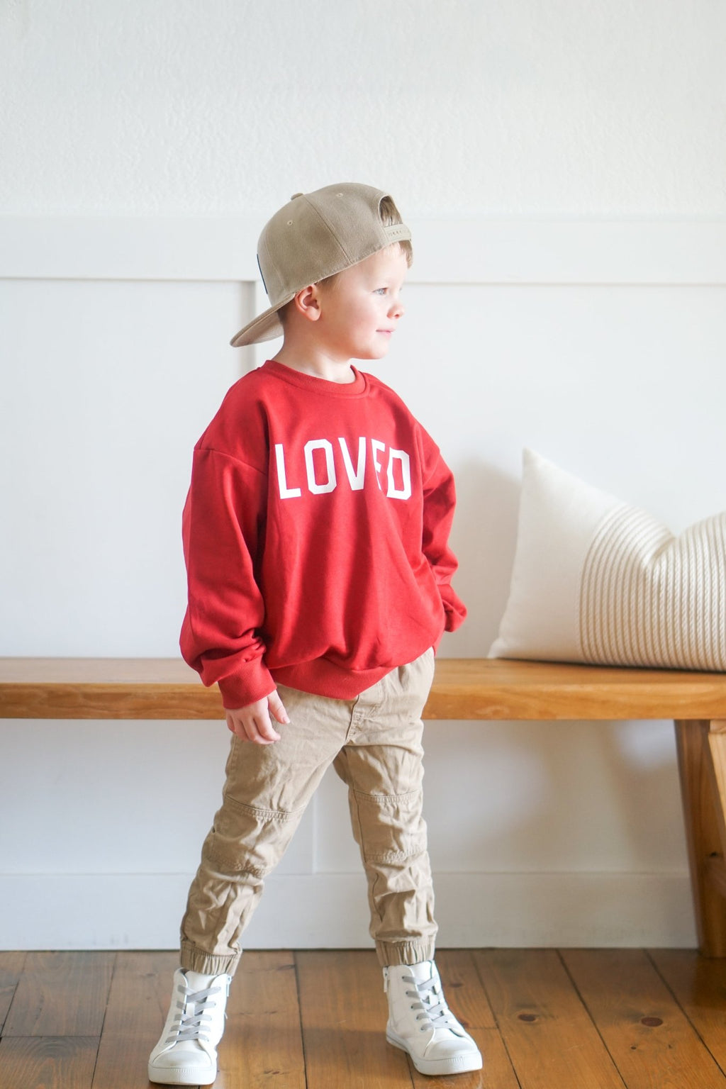 Loved Crewneck Sweatshirt - Red or Pink - Shop Avnu