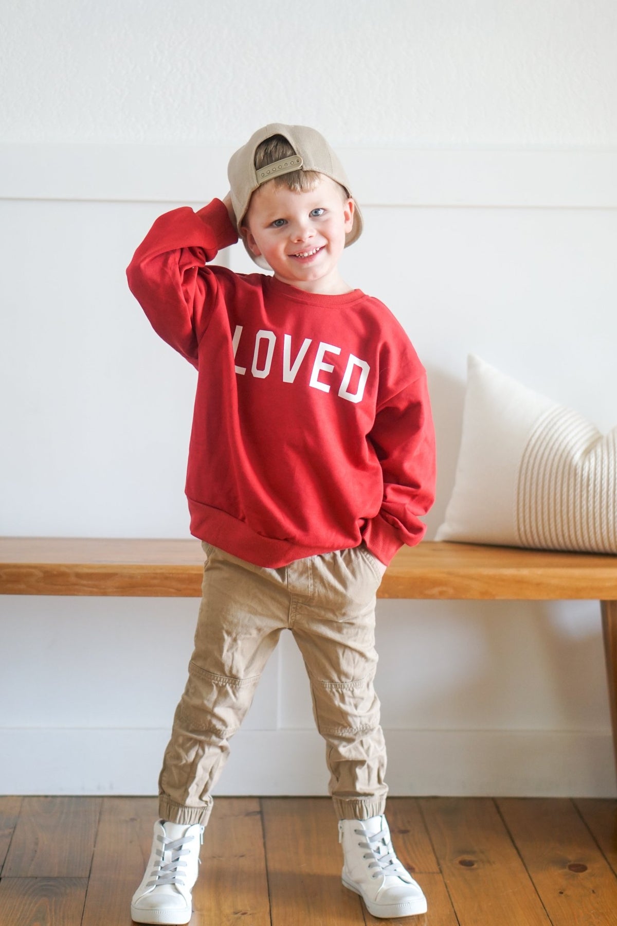 Loved Crewneck Sweatshirt - Red or Pink - Shop Avnu
