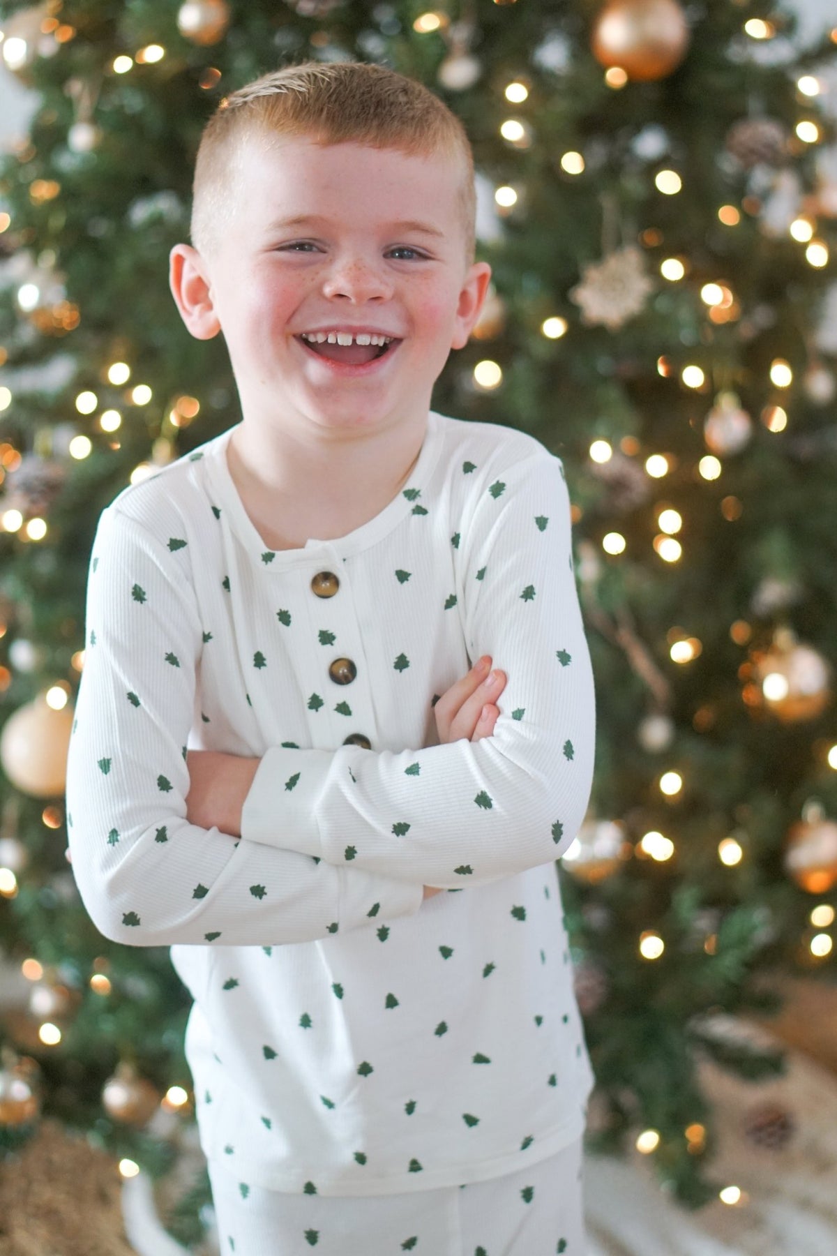 Tiny Trees Ribbed Bamboo 2pc Henley Pajamas - Shop Avnu