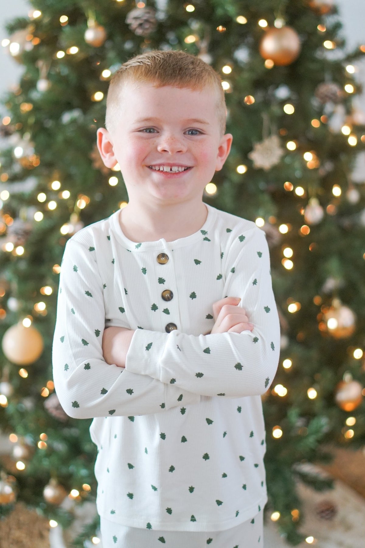 Tiny Trees Ribbed Bamboo 2pc Henley Pajamas - Shop Avnu