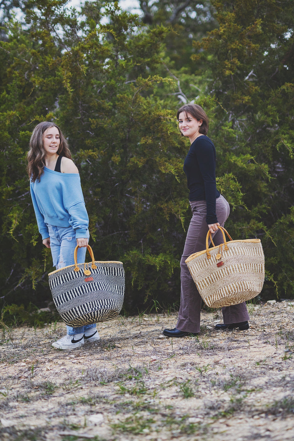 Earth Stripes Handmade Sisal Market Tote Bag