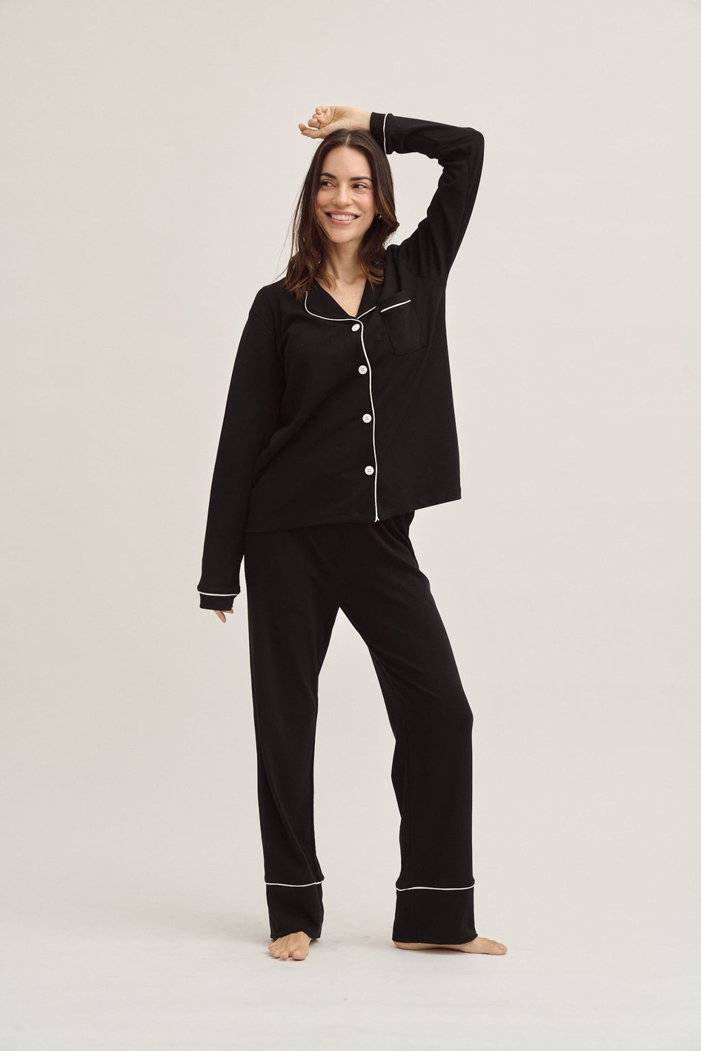 Pima Cotton Pajama Set - Forever Black - Shop Avnu