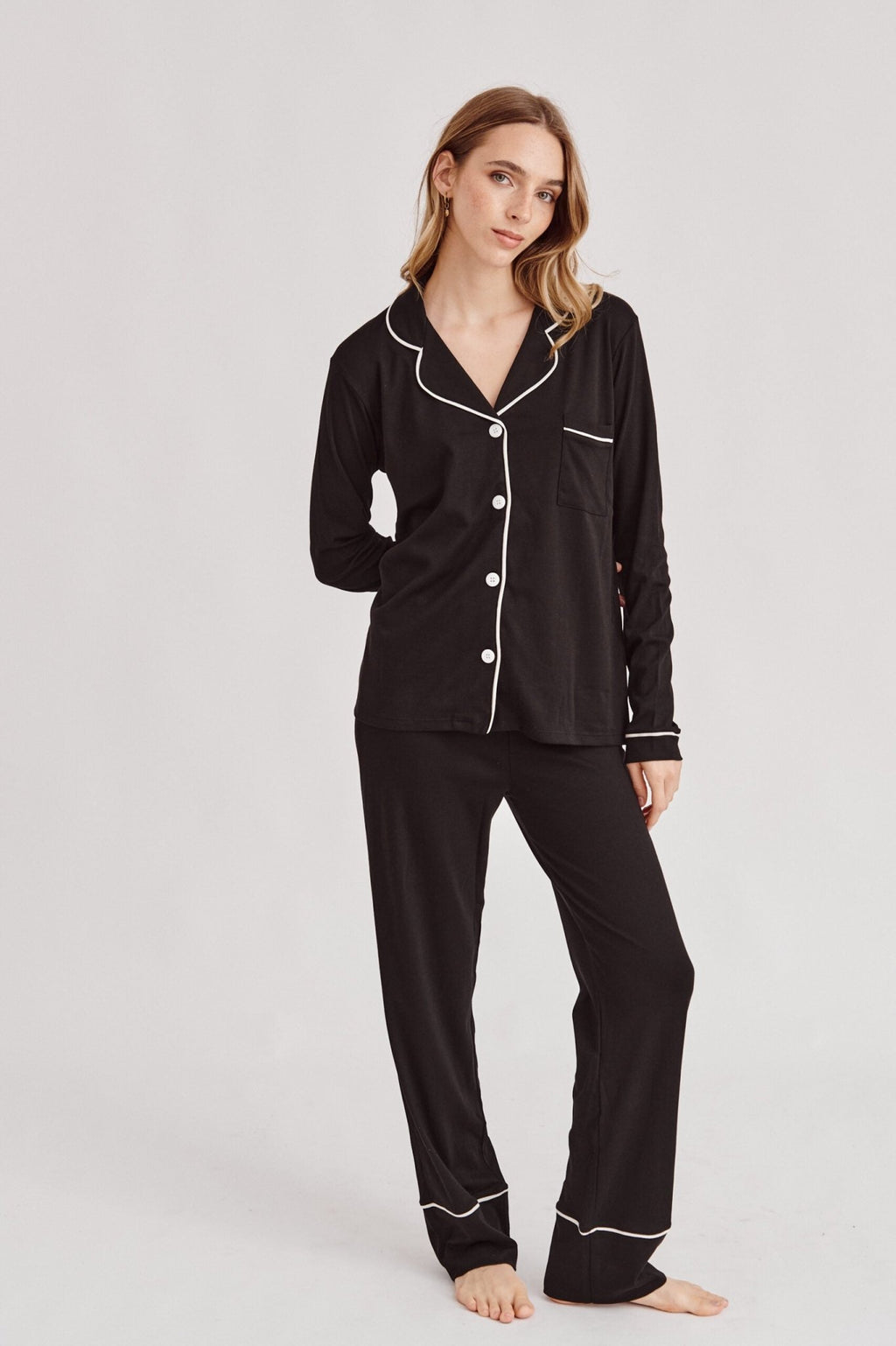 Pima Cotton Pajama Set - Forever Black - Shop Avnu