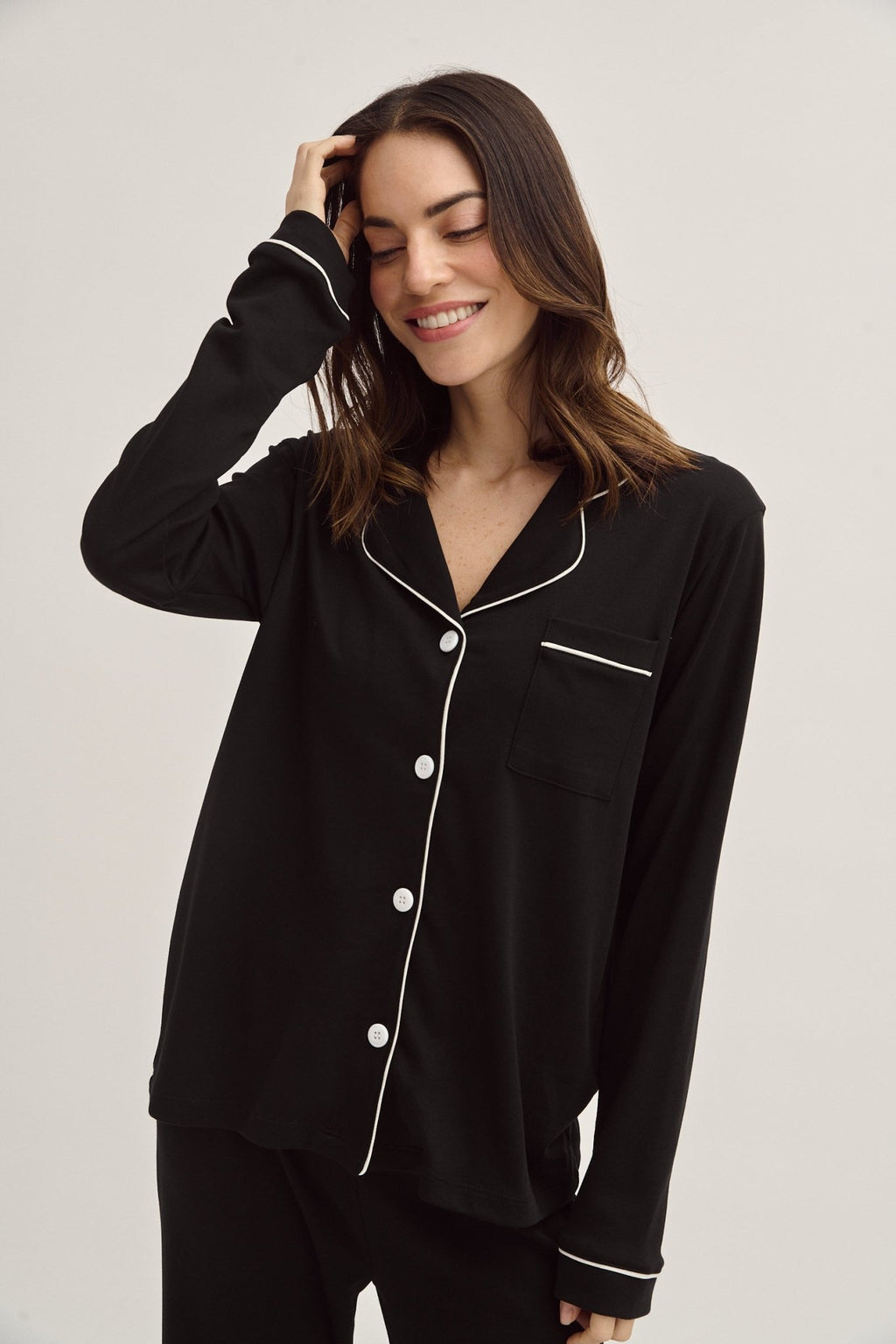 Pima Cotton Pajama Set - Forever Black - Shop Avnu