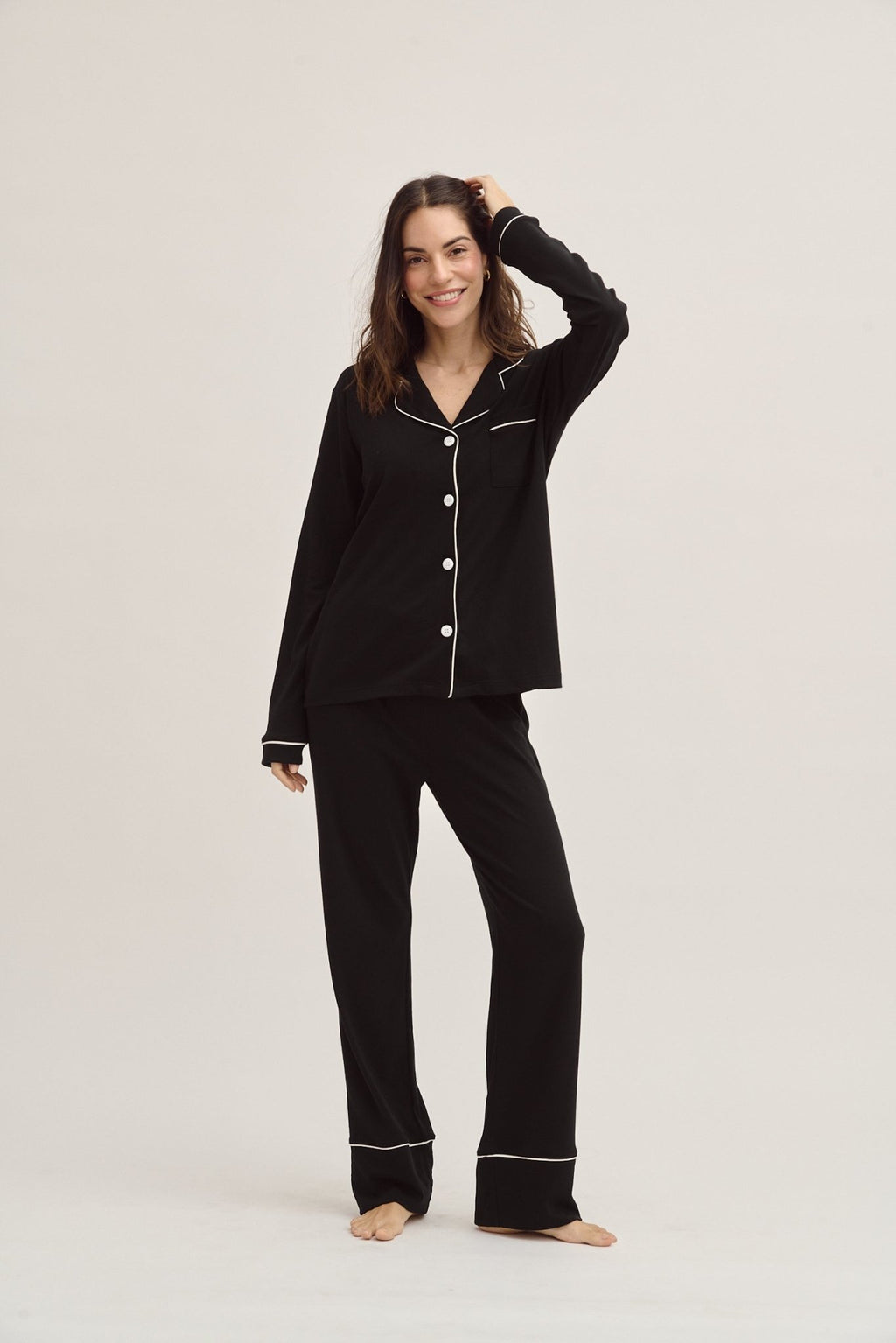 Pima Cotton Pajama Set - Forever Black - Shop Avnu